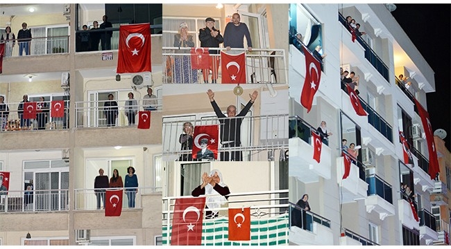 Turgutlu'da balkonlarda ve pencerelerde coşkulu 23 Nisan kutlaması (TIKLA-İZLE)