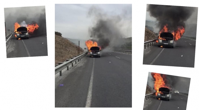 Hafif ticari araç alev alev yandı