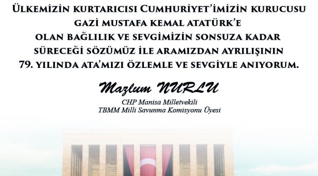 Mazlum Nurlu'dan 10 Kasım mesajı