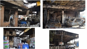  2 iş yeri ve 5 otomobil yandı