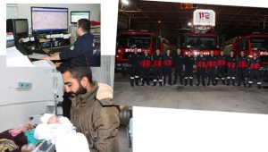 İtfaiye ekipleri ve polisler de yeni yılda mesai yaptı