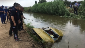Sulama kanalına otomobil devrildi: 1 ölü 2 yaralı