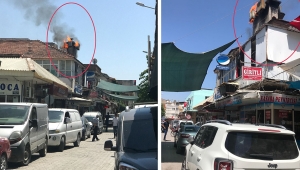 Turgutlu 'da işyerinde meydana gelen baca yangını panik yarattı VİDEO