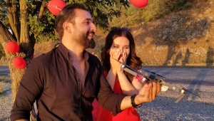 1100 metre yükseklikte drone ile evlenme teklifi