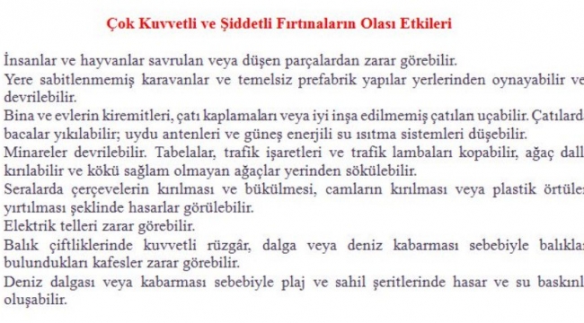 Meteoroloji bu kez yaşanabilecek tehlikeleri tek tek saydı