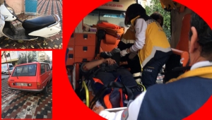 Kasksız sürücü yaralandı VİDEO