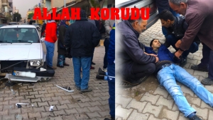 Otomobille çarpışan kasksız sürücü yaralandı VİDEO