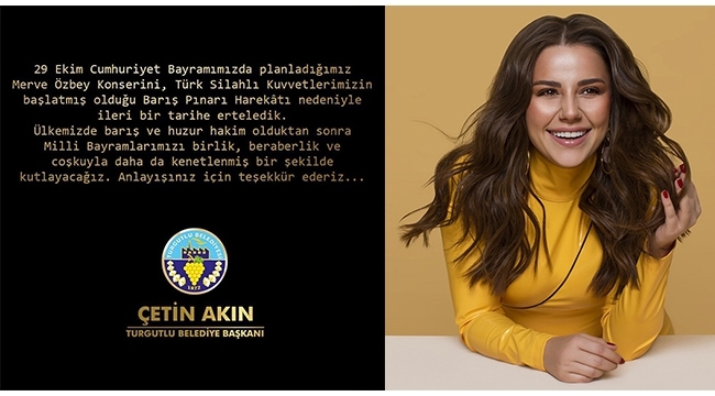 Merve Özbey konseri ileri bir tarihe ertelendi