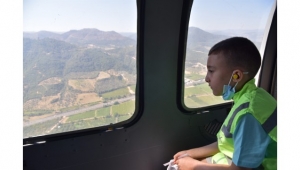 8 yaşındaki Ali’nin helikopterle uçma hayali gerçekleştirildi