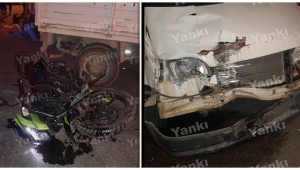 Kamyonetle motosiklet çarpıştı: 1 ölü, 1 yaralı