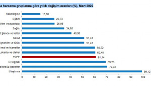 Tüketici fiyat endeksi (TÜFE) yıllık %61,14, aylık %5,46 arttı