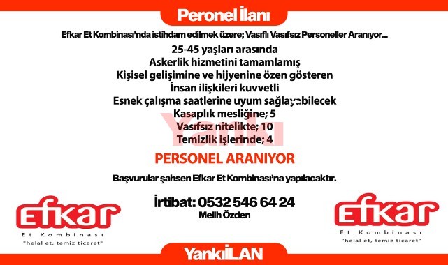Vasıflı Vasıfsız Personeller Aranıyor