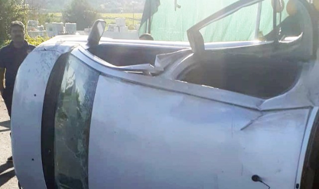 Turgutlu’da kaza! Takla atan otomobilin sürücüsü yaralandı