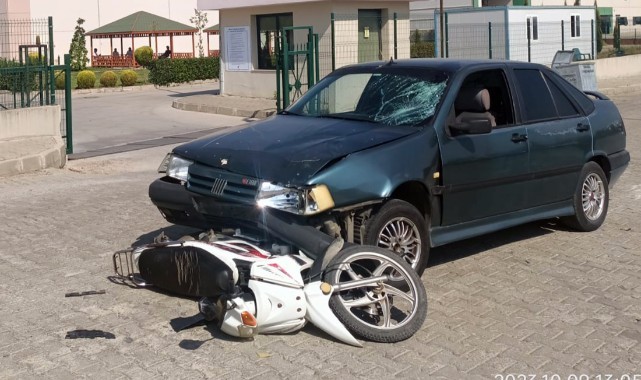 Turgutlu OSB içerisinde kaza! Otomobil ile motosiklet çarpıştı
