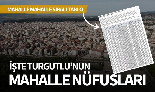 İşte Turgutlunun mahalle nüfusları!