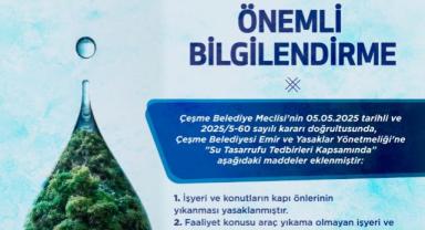 Çeşme Belediyesi’nden su tasarrufu tedbirleri